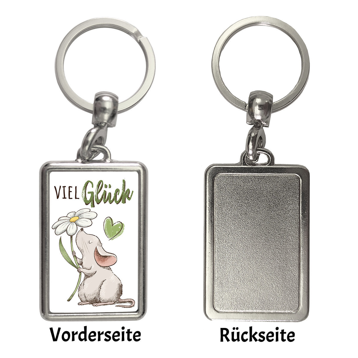 Maus Schlüsselanhänger mit Spruch Viel Glück