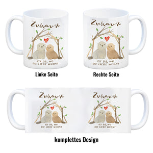 Biber Kaffeebecher mit Spruch Zuhause ist da wo die Liebe wohnt