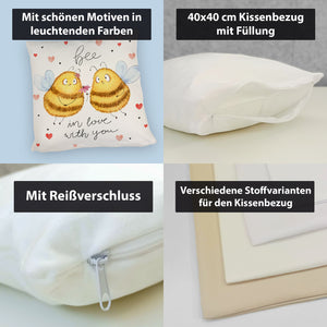 Pummel Biene Kissen mit Spruch Bee in love with you