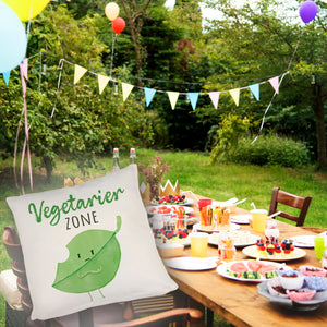 Blatt Kissen mit Spruch Vegetarier Zone