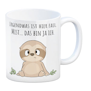 Faultier Kaffeebecher mit Spruch Ich bin faul