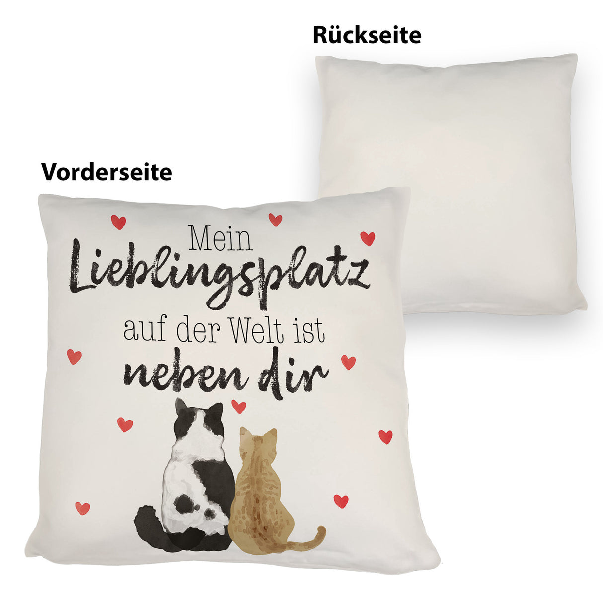 Katzenpaar Kissen mit Spruch Mein Lieblingsplatz ist bei dir