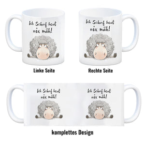 Schaf Kaffeebecher mit Spruch Ich Schaf heut nix mäh