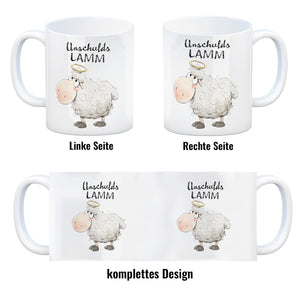 Schaf Kaffeebecher mit Spruch Unschuldslamm