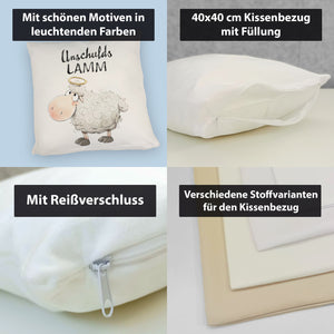 Schaf Kissen mit Spruch Unschuldslamm