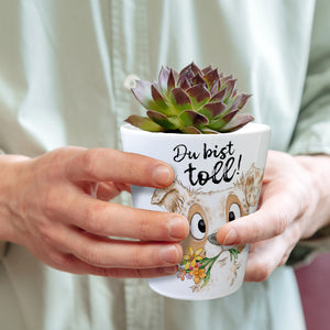 Hund Blumentopf mit Spruch Du bist toll