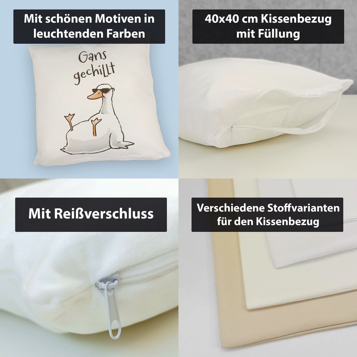Gilbert die Gans Kissen mit Spruch Gans gechillt
