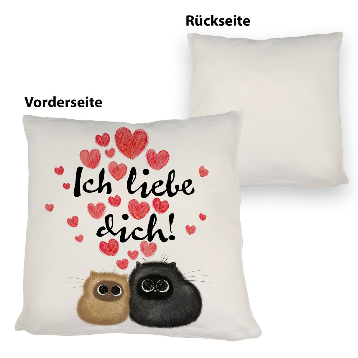 Knuffige Katzen Kissen mit Spruch Ich liebe dich