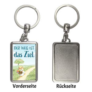 Ente auf Reisen Schlüsselanhänger mit Spruch Der Weg ist das Ziel