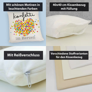 Konfetti im Herzen Karneval Geschenk Kissen