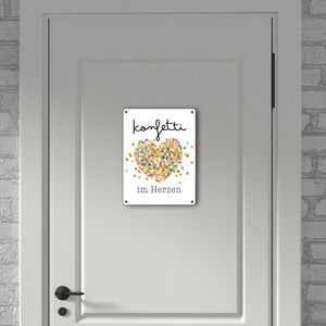Konfetti im Herzen Karneval Geschenk Metallschild in 15x20 cm