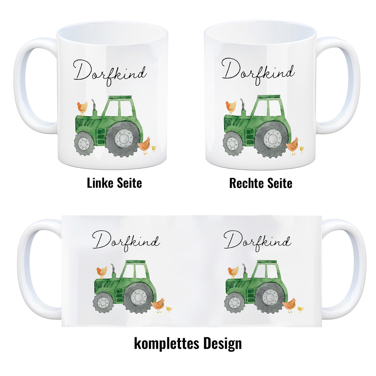 Dorfkind grüner Traktor Kaffeebecher