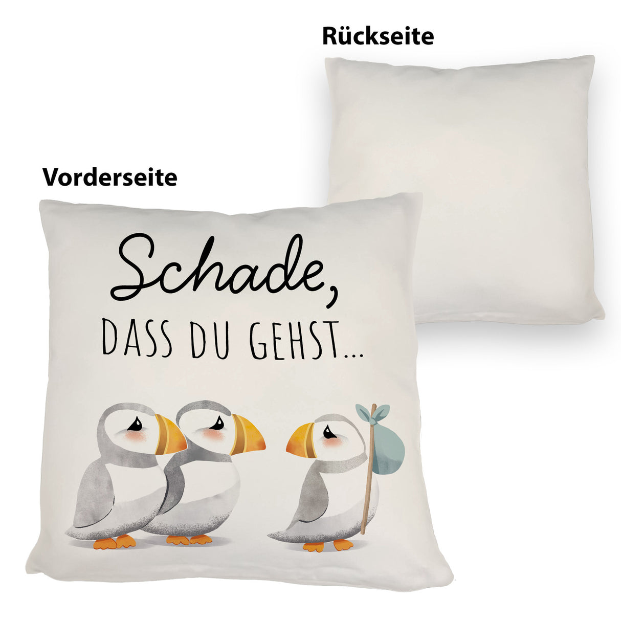 Schade, dass du gehst Papageitaucher Kissen Abschied Kollege