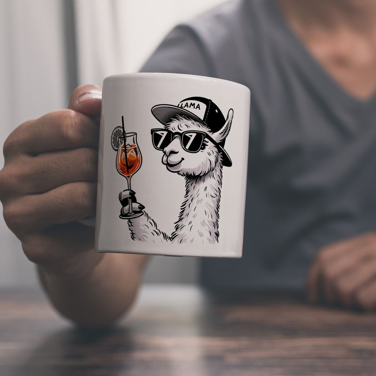 Lama Tasse Alpaka mit Aperol Spritz Kaffeebecher