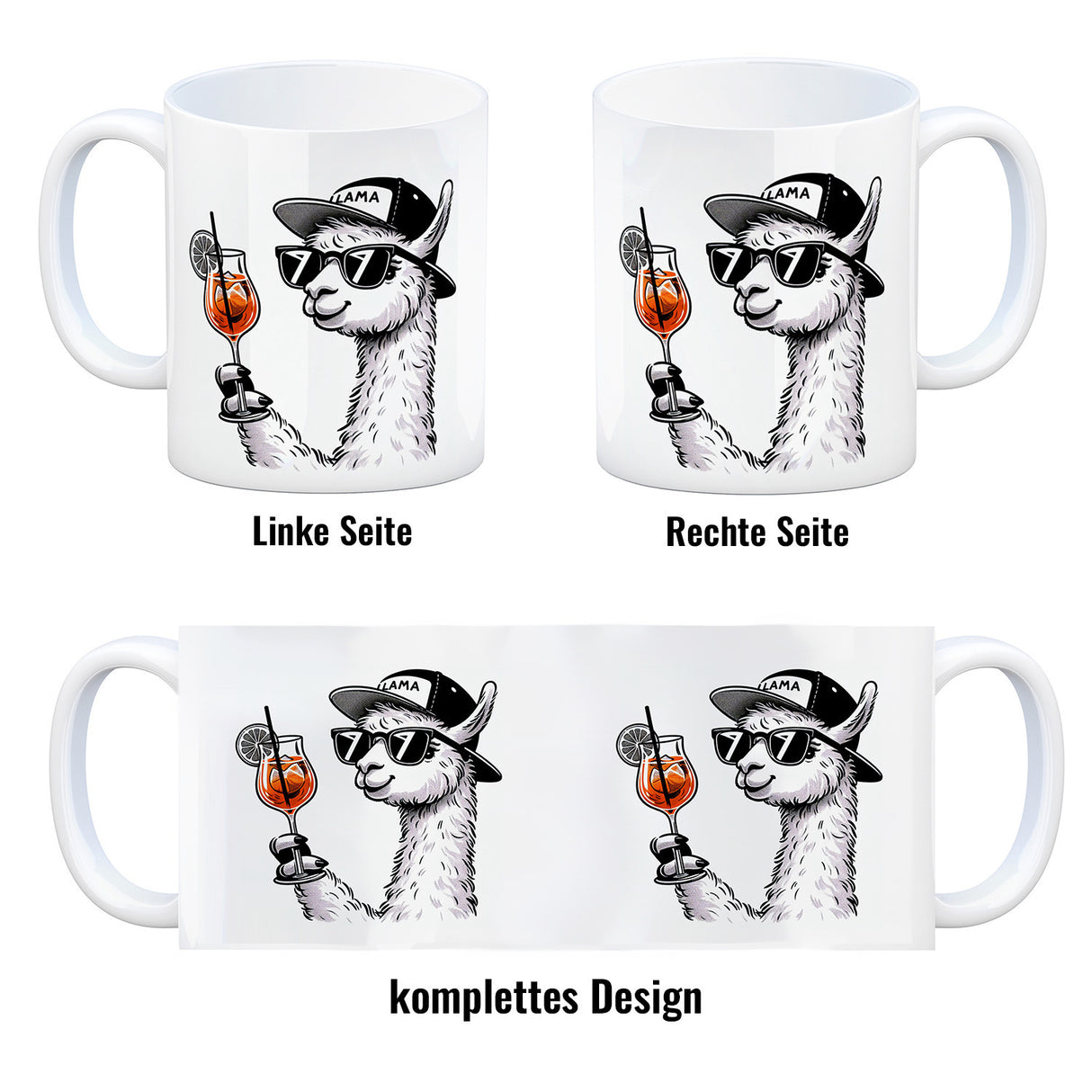 Lama Tasse Alpaka mit Aperol Spritz Kaffeebecher