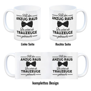 Trauzeuge Kaffeebecher Hol den Anzug raus