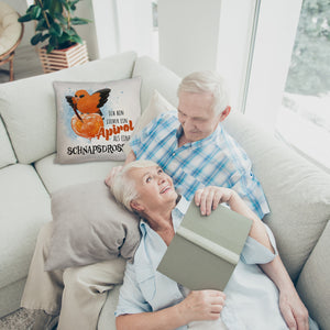 Cocktail Vogel Pirol Kissen mit Spruch Lieber Apirol als Schnapsdrossel