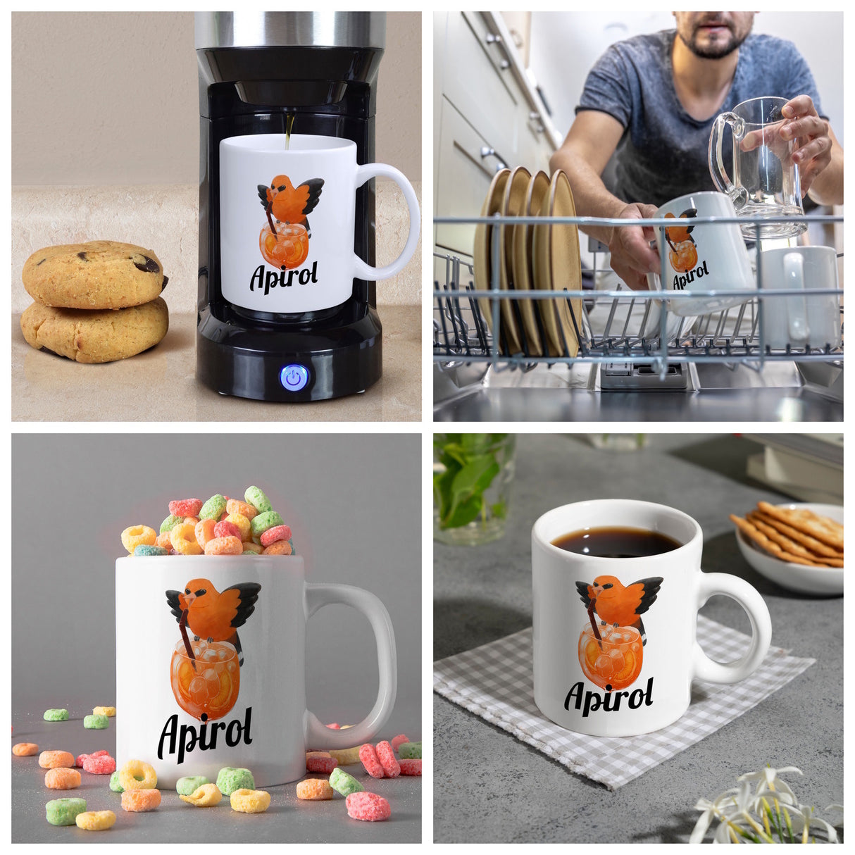 Vogel Priol Kaffeebecher mit Spruch Apirol