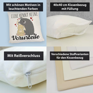 Liebe kennt keine Vorurteile Hase und Wolf Kissen