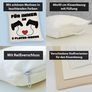 Gaming Kissen mit Spruch Für immer im 2 Player-Modus
