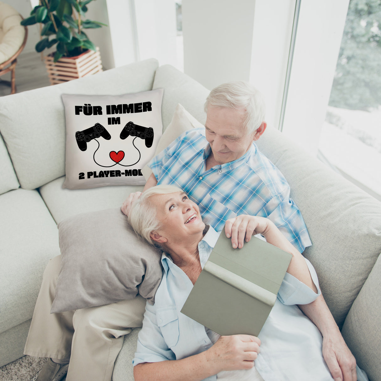 Gaming Kissen mit Spruch Für immer im 2 Player-Modus