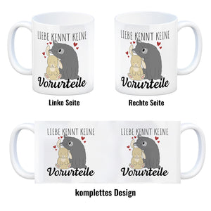 Liebe kennt keine Vorurteile Hase und Wolf Kaffeebecher