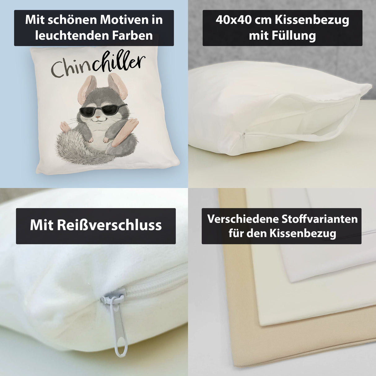 Chinchilla Kissen mit Spruch Chinchiller