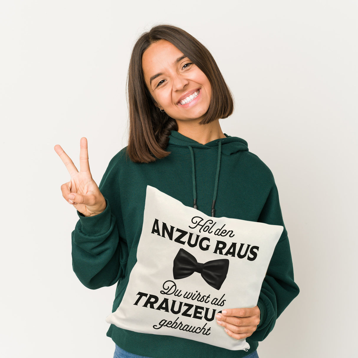 Hol den Anzug raus Trauzeuge Kissen mit Spruch