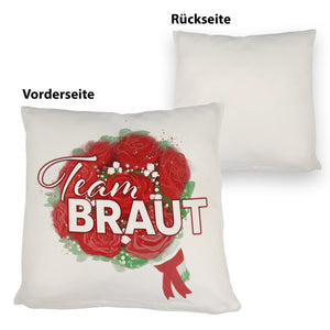 Team Braut Kissen mit Rosenstrauß