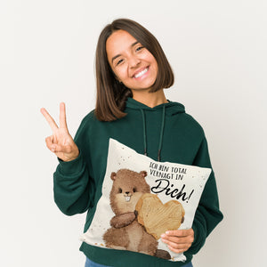 Biber Kissen mit Spruch Ich bin total vernagt in dich