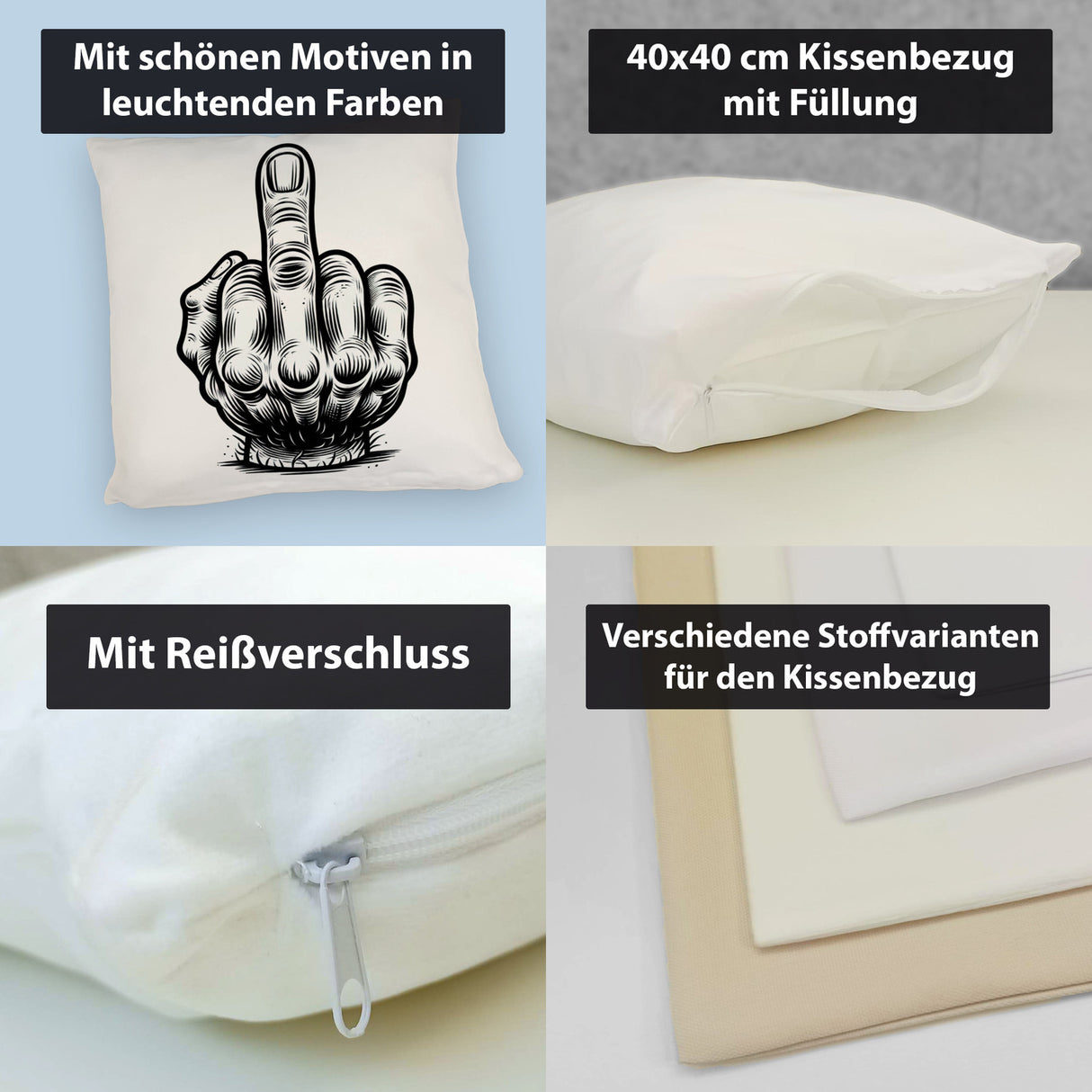 Mittelfinger Comic Kissen