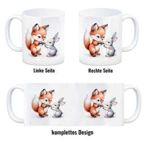 Fuchs und Hase Tierkinder Kaffeebecher