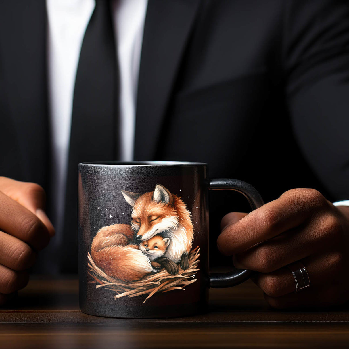 Mamafuchs Tasse schwarz in Schwarz