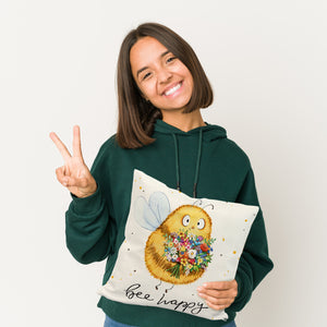 Pummel Biene Kissen mit Spruch Bee happy