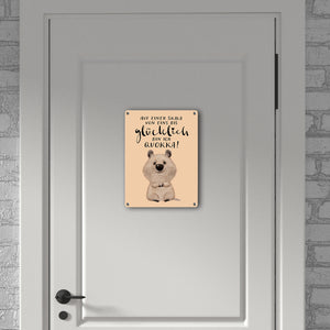 Quokka Metallschild in 15x20 cm mit Spruch Von eins bis glücklich