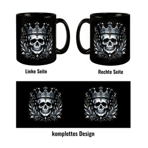 Skelettkönig Tasse schwarz in Schwarz