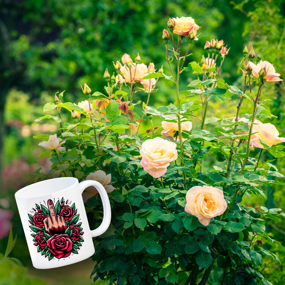 Stinkefinger Rosen - Ich hasse Menschen Kaffeebecher