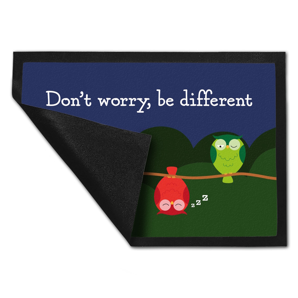 Eule Fußmatte in 35x50 cm mit Spruch Dont worry be different