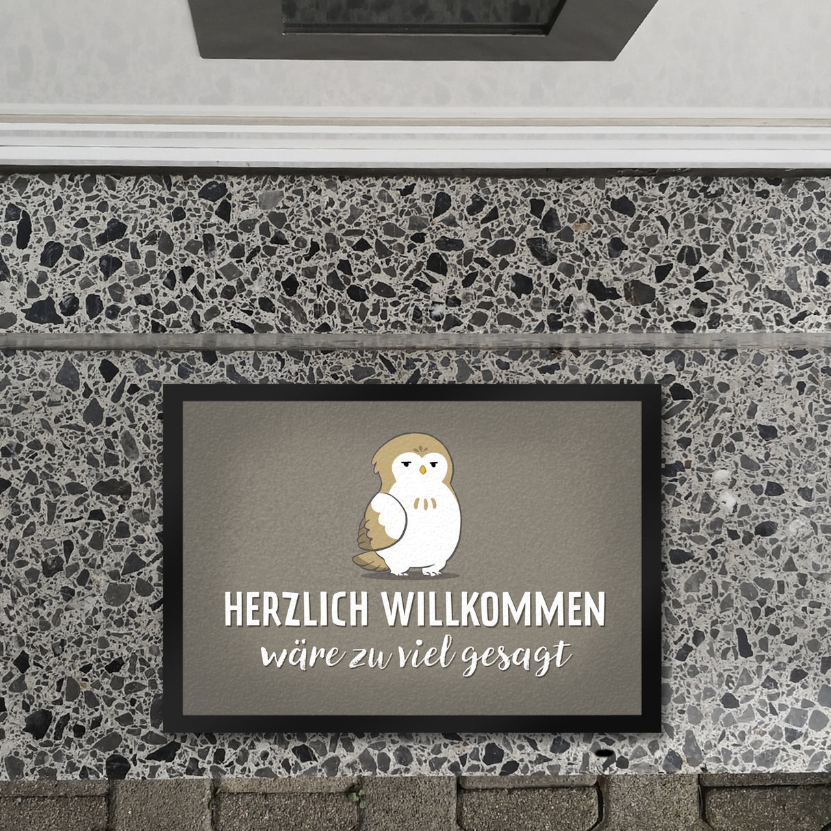 Eule Fußmatte in 35x50 cm mit Spruch Herzlich willkommen wäre zu viel gesagt