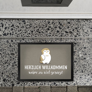 Eule Fußmatte in 35x50 cm mit Spruch Herzlich willkommen wäre zu viel gesagt