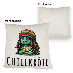 Schildkröte Rastafari Kissen mit Spruch Chillkröte