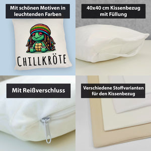 Schildkröte Rastafari Kissen mit Spruch Chillkröte