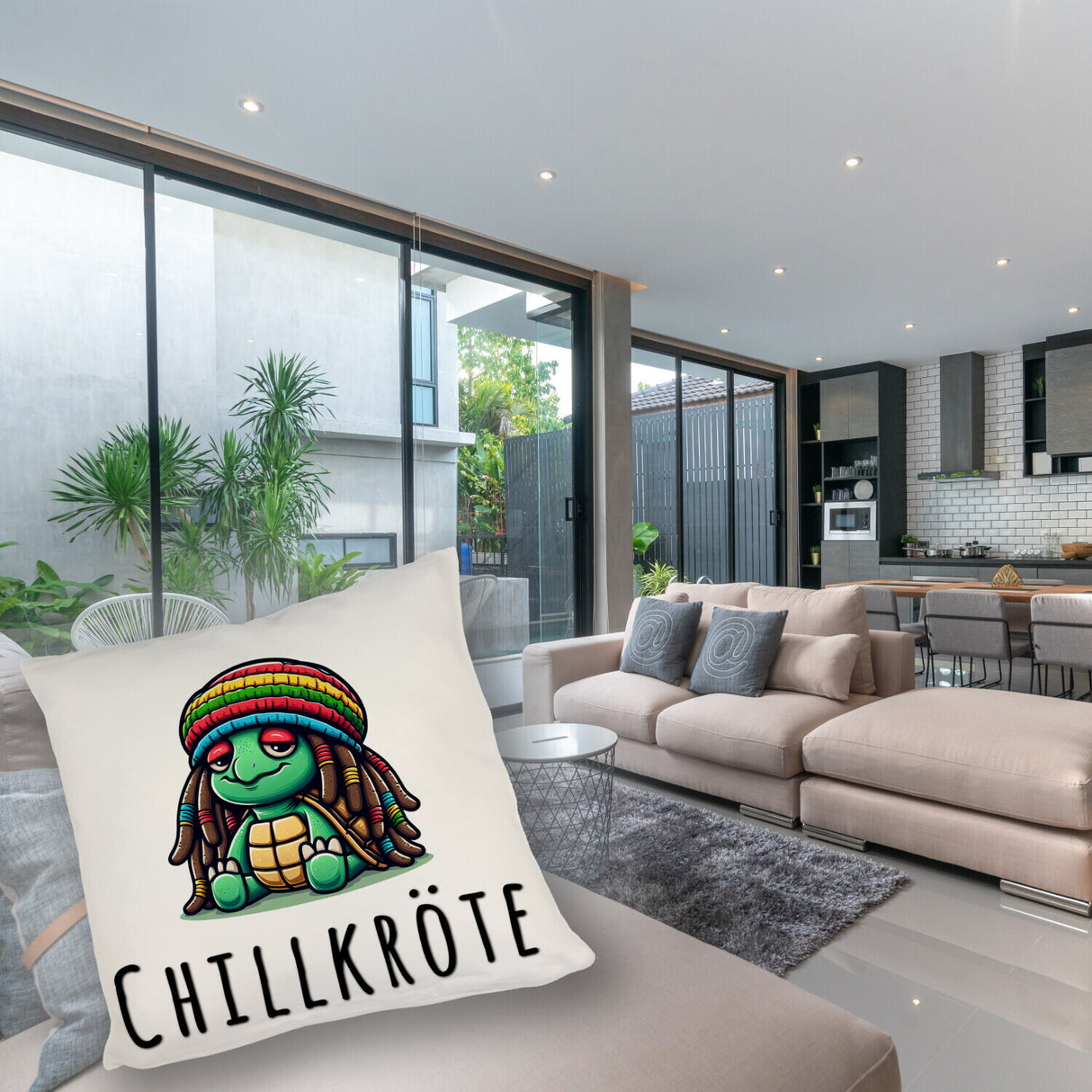 Schildkröte Rastafari Kissen mit Spruch Chillkröte