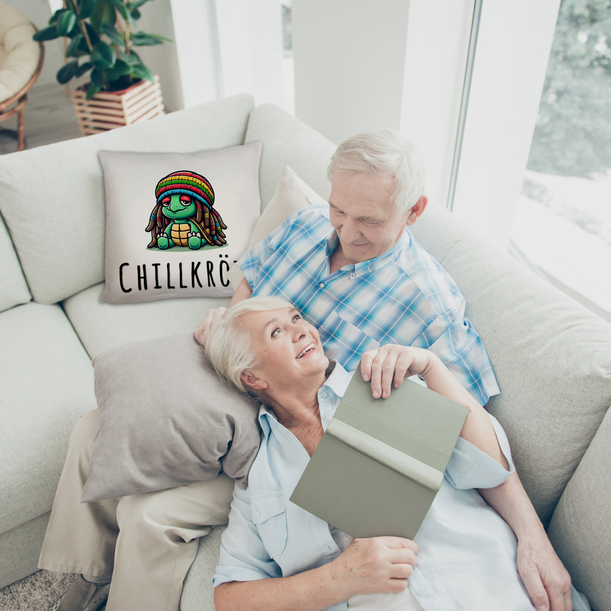 Schildkröte Rastafari Kissen mit Spruch Chillkröte