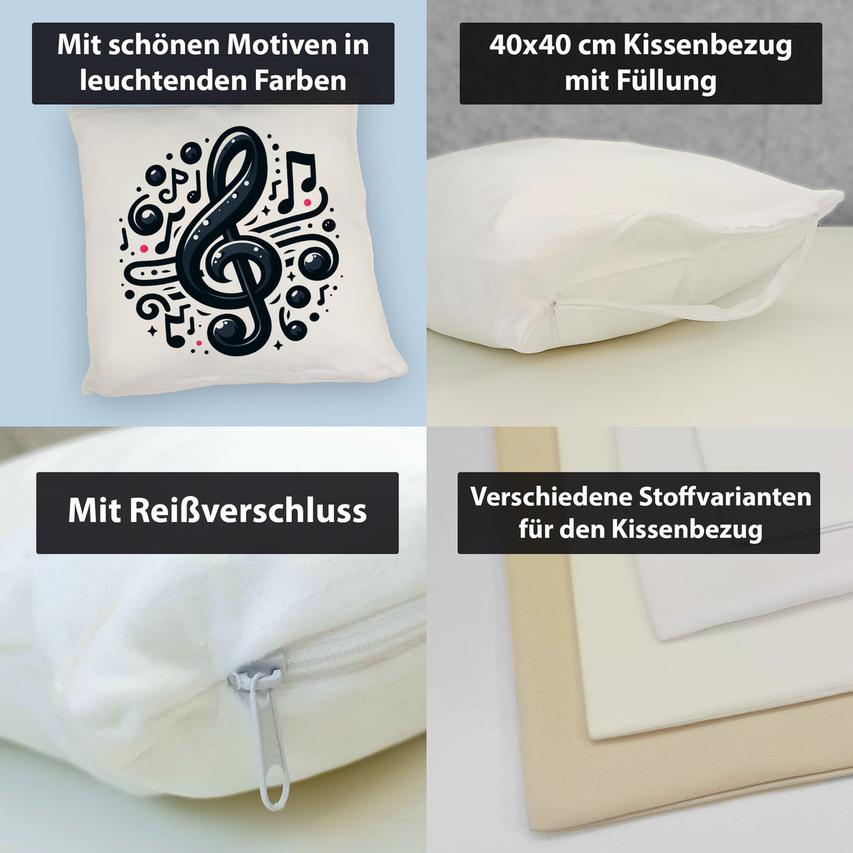 Musiknoten und Notenschlüssel Kissen