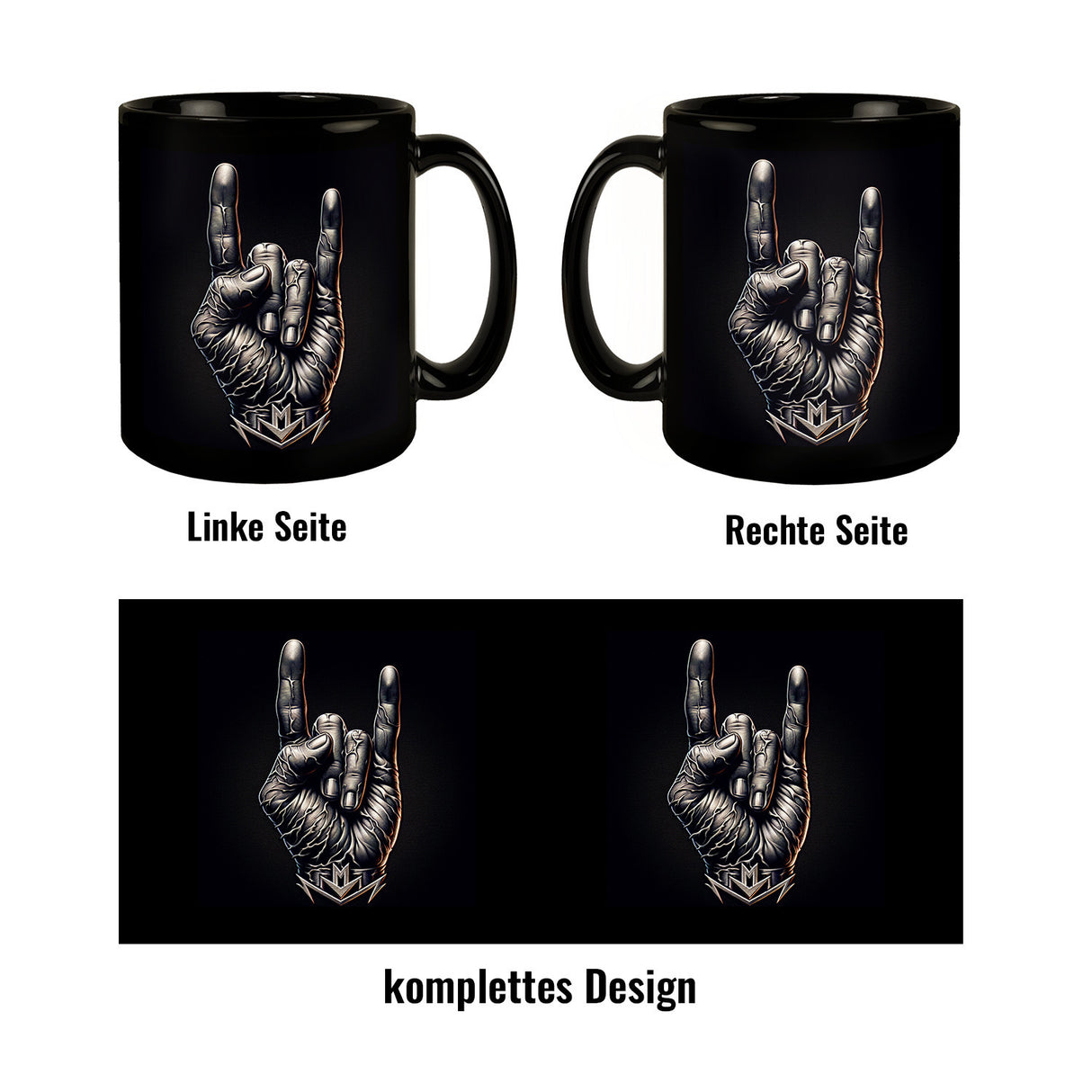 Heavy Metal Zeichen Tasse schwarz in Schwarz