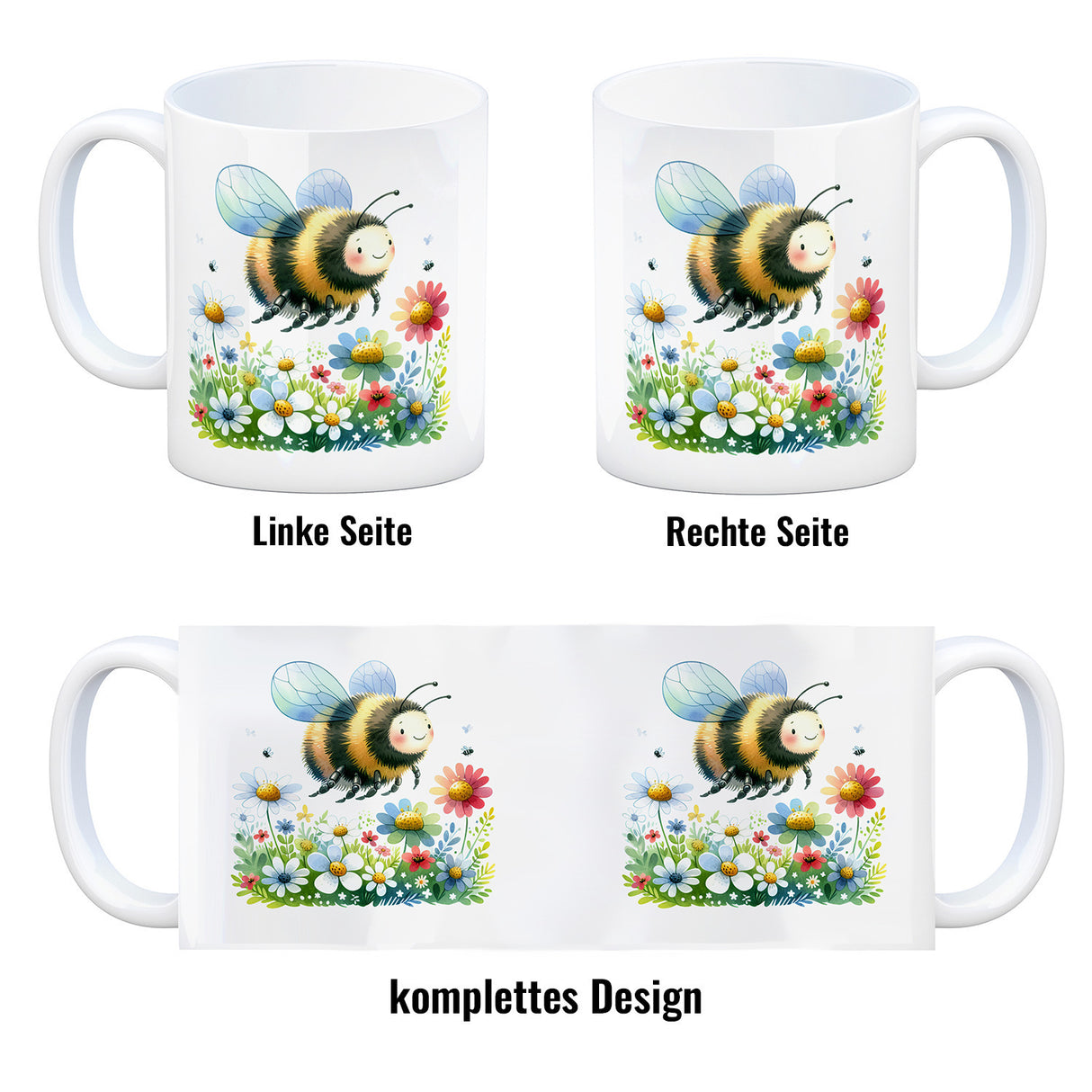 Hummel auf Blumenwiese Kaffeebecher
