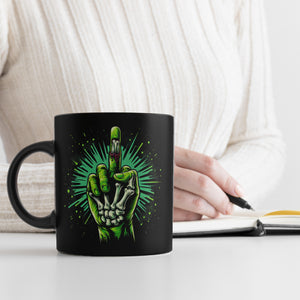 Zombiehand Mittelfinger Tasse schwarz in Schwarz