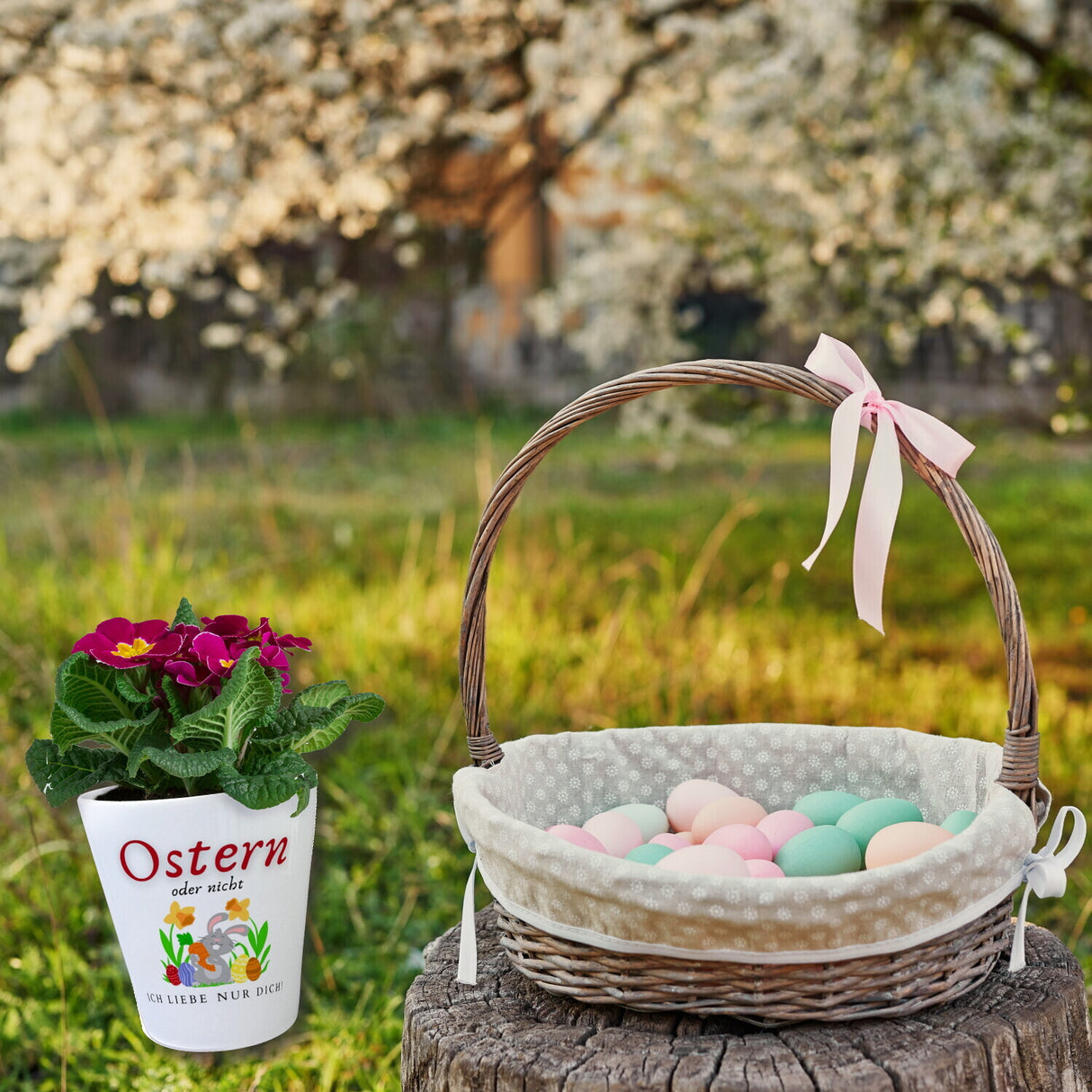 Ostern Blumentopf mit Spruch Ostern oder nicht ich Liebe nur dich