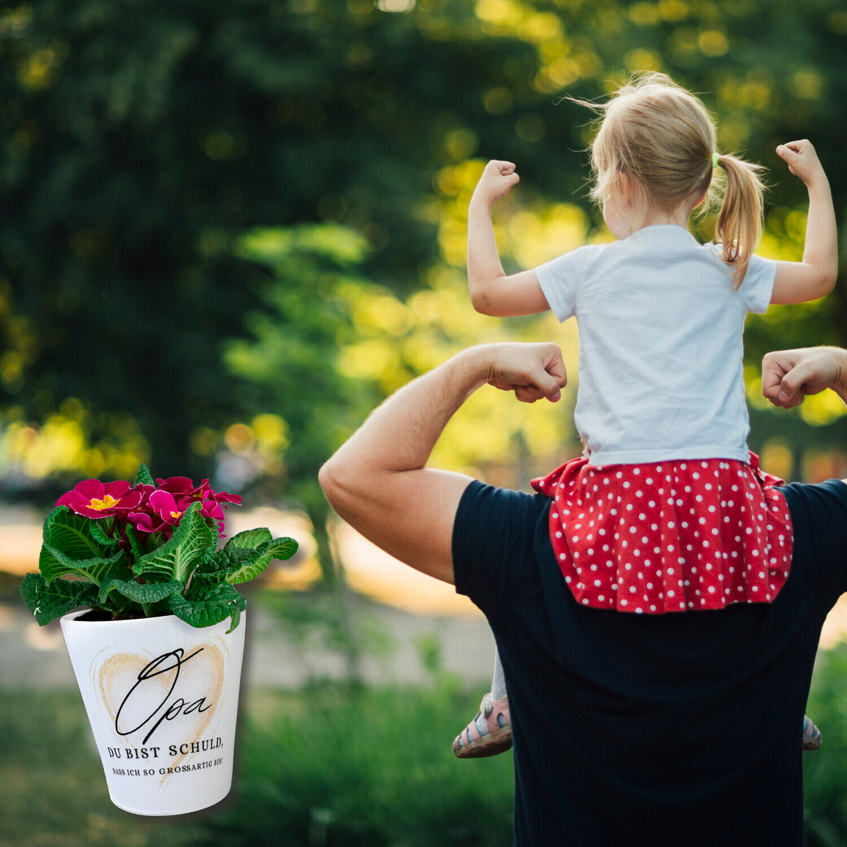 Herz Blumentopf mit Spruch Opa Grund meiner Großartigkeit